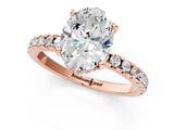 Rose gold Oval Cut Diamond Solitaire Ring with Round with Moissanite side stone Pavé Band and Four-Prong Setting_37