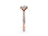 Rose gold Oval Cut Diamond Solitaire Ring with Round with Moissanite side stone Pavé Band and Four-Prong Setting_38