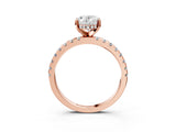 Rose gold Oval Cut Diamond Solitaire Ring with Round with Moissanite side stone Pavé Band and Four-Prong Setting_39