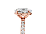 Rose gold Oval Cut Diamond Solitaire Ring with Round with Moissanite side stone Pavé Band and Prong Setting_17