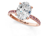 Rose gold Oval Cut Diamond Solitaire Ring with Round with Morganite side stone Pavé Band and Prong Setting_13