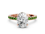 Rose gold Oval Cut Diamond Solitaire Ring with Round with Peridot side stone Pavé Band and Four-Prong Setting_36