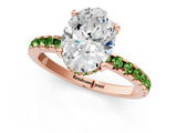 Rose gold Oval Cut Diamond Solitaire Ring with Round with Peridot side stone Pavé Band and Four-Prong Setting_37