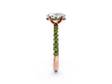 Rose gold Oval Cut Diamond Solitaire Ring with Round with Peridot side stone Pavé Band and Four-Prong Setting_38