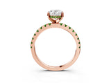 Rose gold Oval Cut Diamond Solitaire Ring with Round with Peridot side stone Pavé Band and Four-Prong Setting_39