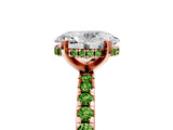 Rose gold Oval Cut Diamond Solitaire Ring with Round with Peridot side stone Pavé Band and Four-Prong Setting_41
