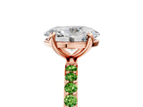 Rose gold Oval Cut Diamond Solitaire Ring with Round with Peridot side stone Pavé Band and Prong Setting_5