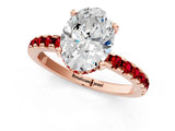Rose gold Oval Cut Diamond Solitaire Ring with Round with Ruby side stone Pavé Band and Four-Prong Setting_37