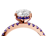 Rose gold Oval Cut Diamond Solitaire Ring with Round with Tanzanite side stone Pavé Band and Four-Prong Setting_40