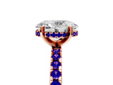 Rose gold Oval Cut Diamond Solitaire Ring with Round with Tanzanite side stone Pavé Band and Four-Prong Setting_41