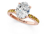 Rose gold Oval Cut Diamond Solitaire Ring with Round with Yellow Sapphire side stone Pavé Band and Four-Prong Setting_37