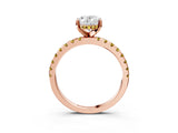 Rose gold Oval Cut Diamond Solitaire Ring with Round with Yellow Sapphire side stone Pavé Band and Four-Prong Setting_39