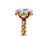Rose gold Oval Cut Diamond Solitaire Ring with Round with Yellow Sapphire side stone Pavé Band and Four-Prong Setting_41