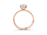 Rose gold Oval Cut Diamond Solitaire Ring with Round with Yellow Sapphire side stone Pavé Band and Prong Setting_27