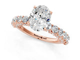 Rose gold Oval Cut Diamond Solitaire Ring with Shared Prong Pavé Band and Four-Prong Setting_88