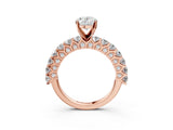 Rose gold Oval Cut Diamond Solitaire Ring with Shared Prong Pavé Band and Four-Prong Setting_90