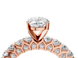 Rose gold Oval Cut Diamond Solitaire Ring with Shared Prong Pavé Band and Four-Prong Setting_91