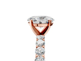 Rose gold Oval Cut Diamond Solitaire Ring with Shared Prong Pavé Band and Four-Prong Setting_92