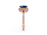 Rose gold Oval Cut Diamond Solitaire Ring with Shared Prong Pavé Band_2