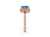 Rose gold Oval Cut Diamond Solitaire Ring with Shared Prong Pavé Band_2