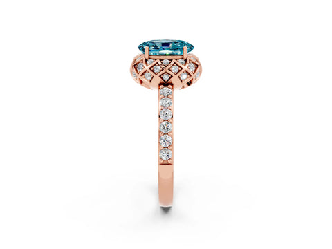 Rose gold Oval Cut Diamond Solitaire Ring with Shared Prong Pavé Band_2