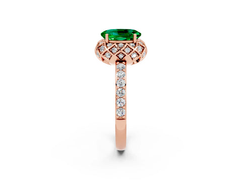 Rose gold Oval Cut Diamond Solitaire Ring with Shared Prong Pavé Band_2