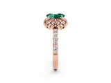Rose gold Oval Cut Diamond Solitaire Ring with Shared Prong Pavé Band_2