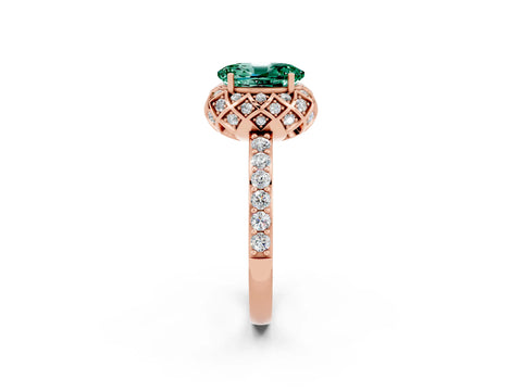 Rose gold Oval Cut Diamond Solitaire Ring with Shared Prong Pavé Band_2
