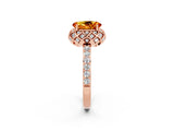 Rose gold Oval Cut Diamond Solitaire Ring with Shared Prong Pavé Band_2