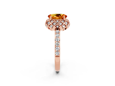 Rose gold Oval Cut Diamond Solitaire Ring with Shared Prong Pavé Band_2