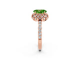 Rose gold Oval Cut Diamond Solitaire Ring with Shared Prong Pavé Band_2