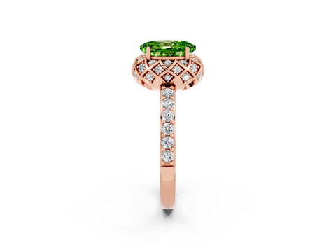 Rose gold Oval Cut Diamond Solitaire Ring with Shared Prong Pavé Band_2