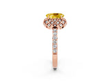 Rose gold Oval Cut Diamond Solitaire Ring with Shared Prong Pavé Band_2