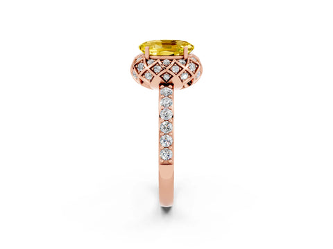 Rose gold Oval Cut Diamond Solitaire Ring with Shared Prong Pavé Band_2