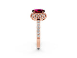 Rose gold Oval Cut Diamond Solitaire Ring with Shared Prong Pavé Band_2
