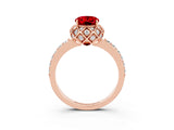 Rose gold Oval Cut Diamond Solitaire Ring with Shared Prong Pavé Band_3