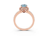 Rose gold Oval Cut Diamond Solitaire Ring with Shared Prong Pavé Band_3