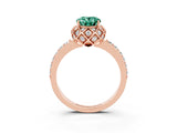Rose gold Oval Cut Diamond Solitaire Ring with Shared Prong Pavé Band_3