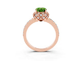 Rose gold Oval Cut Diamond Solitaire Ring with Shared Prong Pavé Band_3