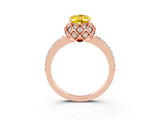 Rose gold Oval Cut Diamond Solitaire Ring with Shared Prong Pavé Band_3