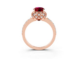Rose gold Oval Cut Diamond Solitaire Ring with Shared Prong Pavé Band_3