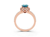 Rose gold Oval Cut Diamond Solitaire Ring with Shared Prong Pavé Band_3