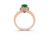 Rose gold Oval Cut Diamond Solitaire Ring with Shared Prong Pavé Band_3