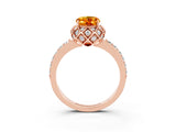 Rose gold Oval Cut Diamond Solitaire Ring with Shared Prong Pavé Band_3