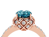 Rose gold Oval Cut Diamond Solitaire Ring with Shared Prong Pavé Band_4