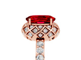 Rose gold Oval Cut Diamond Solitaire Ring with Shared Prong Pavé Band_5