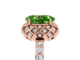 Rose gold Oval Cut Diamond Solitaire Ring with Shared Prong Pavé Band_5