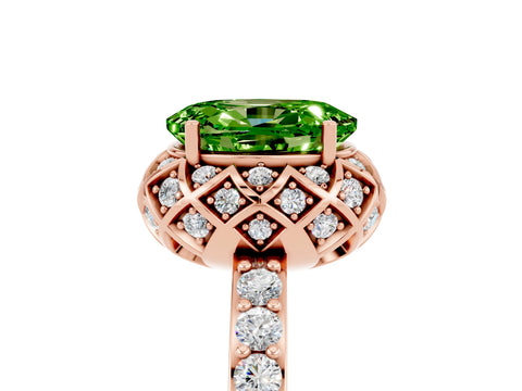 Rose gold Oval Cut Diamond Solitaire Ring with Shared Prong Pavé Band_5