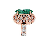 Rose gold Oval Cut Diamond Solitaire Ring with Shared Prong Pavé Band_5