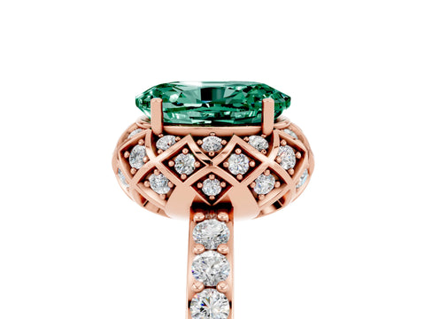Rose gold Oval Cut Diamond Solitaire Ring with Shared Prong Pavé Band_5